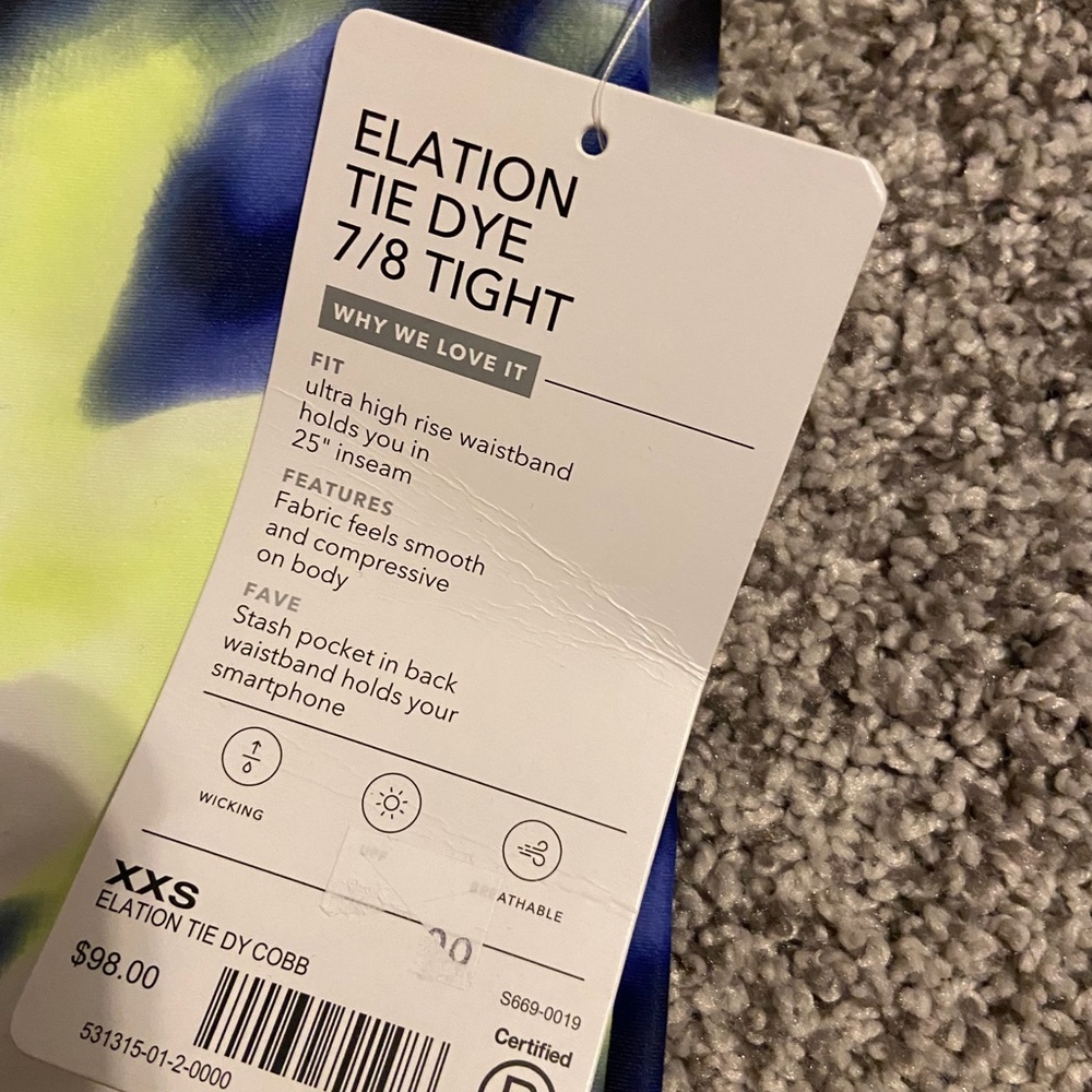 Athleta Tie Dye Elation 7/8 Tight Cobalt Blue - Picture 3 of 6